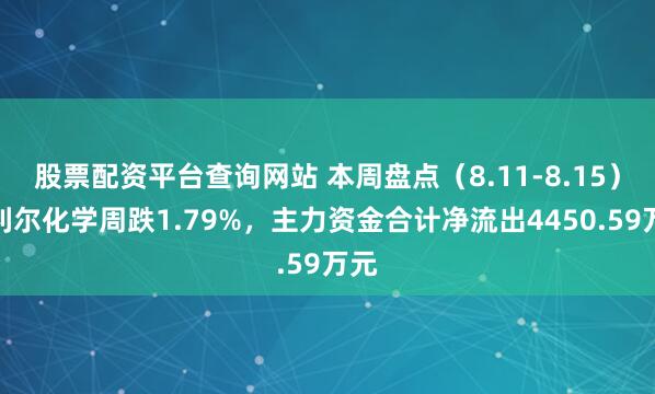 股票配资平台查询网站 本周盘点（8.11-8.15）：利尔化学周跌1.79%，主力资金合计净流出4450.59万元